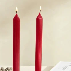 Best Home Wave 2-Piece Candle, 2cmx23cm, Red Candles