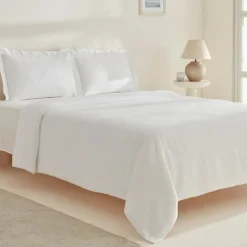 New Home White Collection Felves 100% Turkish Cotton Duvet Cover Set, Double, White Duvet Cover Sets