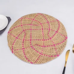 Outlet Home Wilton Placemat Set, 2 Piece, 38cm, Straw Pink Placemats