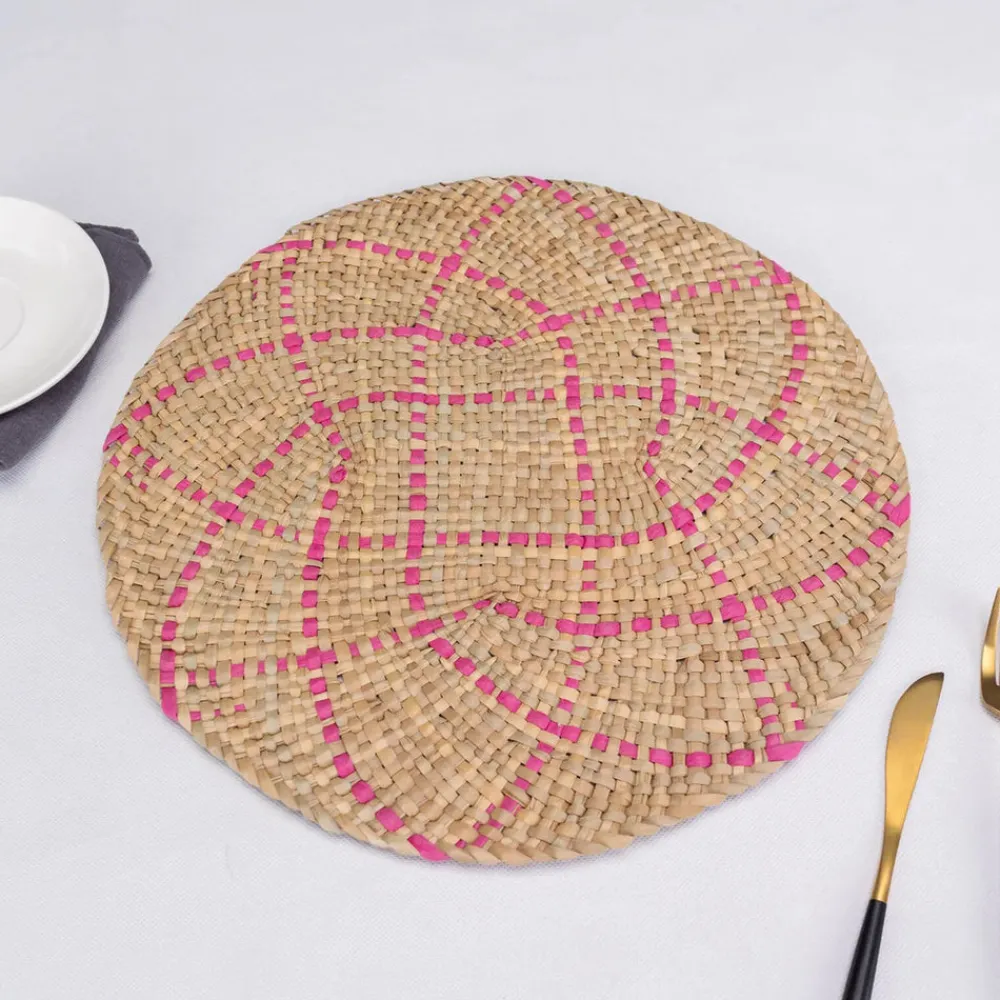 Outlet Home Wilton Placemat Set, 2 Piece, 38cm, Straw Pink Placemats