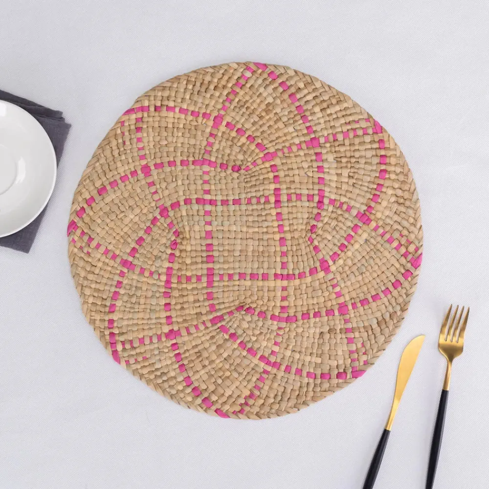 Outlet Home Wilton Placemat Set, 2 Piece, 38cm, Straw Pink Placemats