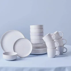 Discount Hope 24-Piece Stoneware Dinner Set for 6 People, White Gold See All Dinner Sets|Stoneware Dinner Sets