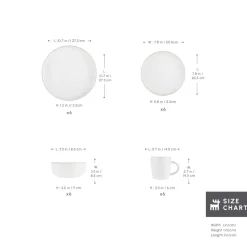 Discount Hope 24-Piece Stoneware Dinner Set for 6 People, White Gold See All Dinner Sets|Stoneware Dinner Sets