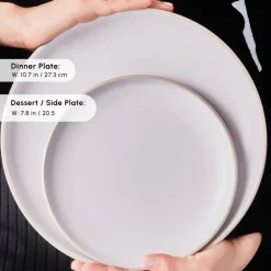 Discount Hope 24-Piece Stoneware Dinner Set for 6 People, White Gold See All Dinner Sets|Stoneware Dinner Sets