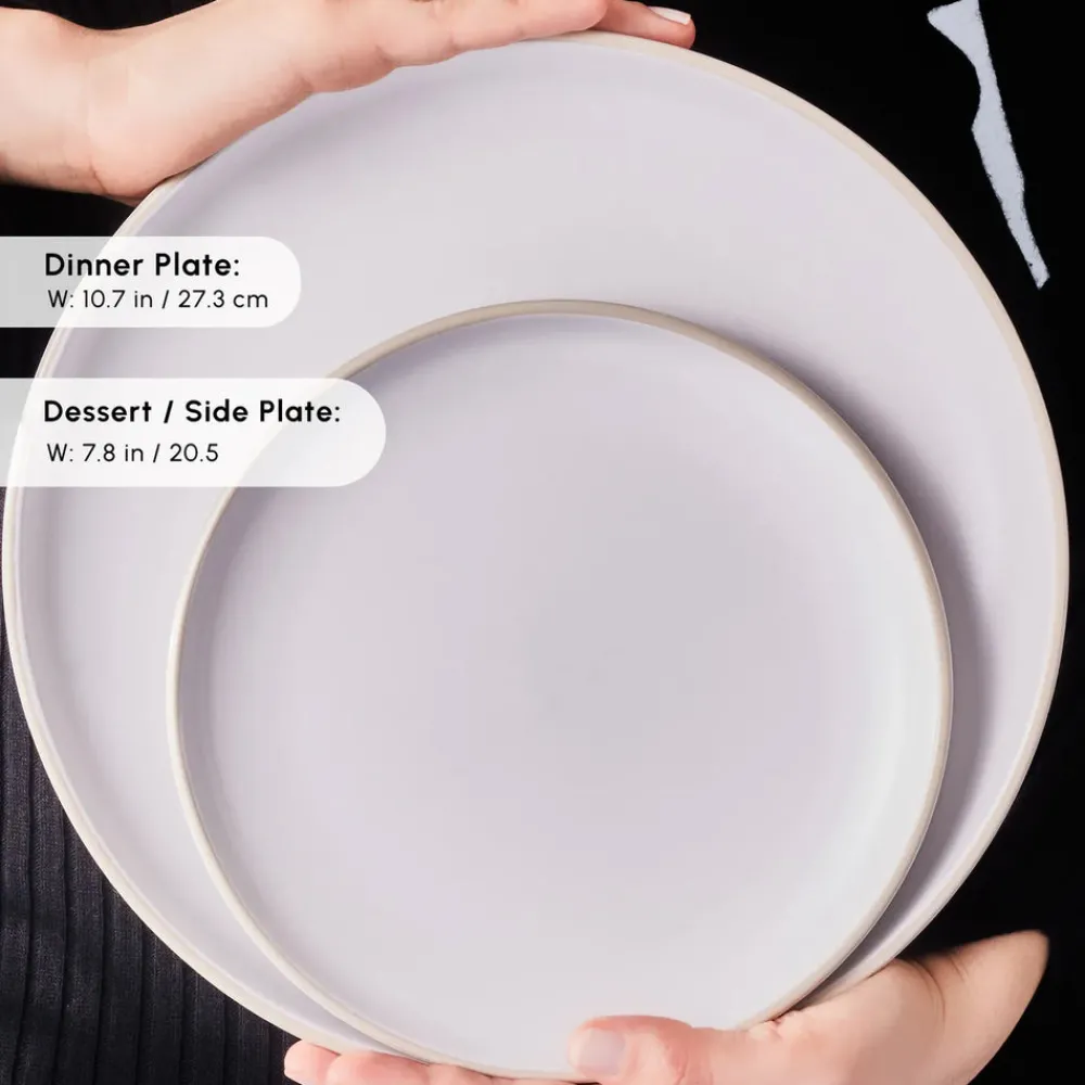 Discount Hope 24-Piece Stoneware Dinner Set for 6 People, White Gold See All Dinner Sets|Stoneware Dinner Sets