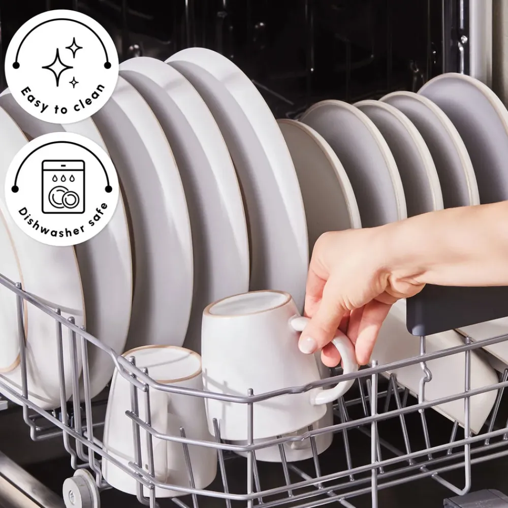 Discount Hope 24-Piece Stoneware Dinner Set for 6 People, White Gold See All Dinner Sets|Stoneware Dinner Sets