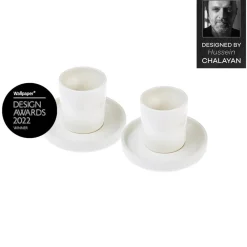 Discount Hussein Chalayan Momentum 4 Piece Porcelain Espresso Turkish Coffee Cup Set for 2 People, 60ml, White Espresso & Turkish Coffee Cup Sets