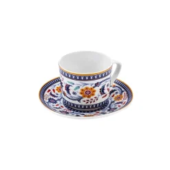 Ihlamur 4-Piece Bone China Espresso Turkish Coffee Cup Set for 2 People, 80ml, White Multi Espresso & Turkish Coffee Cup Sets