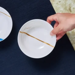 Online Istanbul Collection Istanbul Porcelain CerealSoup Bowl, 14cm, Gold White Bowls