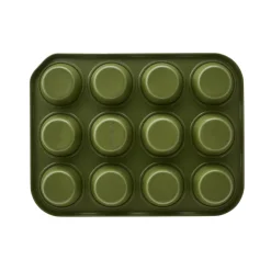 Online Jennese Non-Stick Metal Muffin Sheet, 35cmx27cm, Green Cake Tins