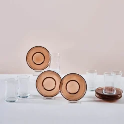 Hot Juliet 12-Piece Turkish Tea Set for 6 People, Brown Turkish Tea Sets
