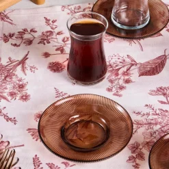 Hot Juliet 12-Piece Turkish Tea Set for 6 People, Brown Turkish Tea Sets