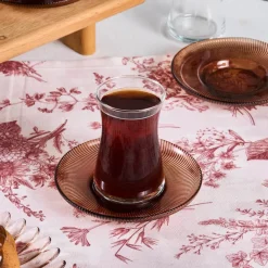 Hot Juliet 12-Piece Turkish Tea Set for 6 People, Brown Turkish Tea Sets