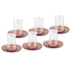 Hot Juliet 12-Piece Turkish Tea Set for 6 People, Brown Turkish Tea Sets