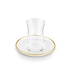 Clearance Juliet 12-Piece Turkish Tea Set for 6 People, 170ml, Gold Turkish Tea Sets