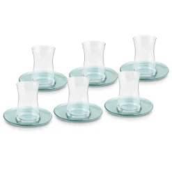 Clearance Juliet 12-Piece Turkish Tea Set for 6 People, Green Turkish Tea Sets