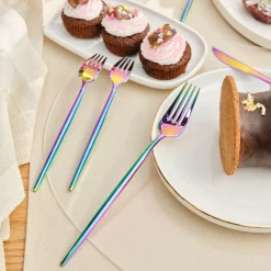 Best Jupiter 30-Piece Stainless Steel Cutlery Set for 6 People, Shiny Rainbow Cutlery Sets