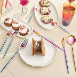 Best Jupiter 30-Piece Stainless Steel Cutlery Set for 6 People, Shiny Rainbow Cutlery Sets