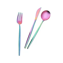 Best Jupiter 30-Piece Stainless Steel Cutlery Set for 6 People, Shiny Rainbow Cutlery Sets