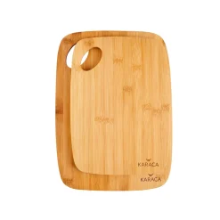 Outlet Karya 2 Piece Bamboo Chopping Board Set, Wood Chopping Boards