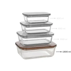 New Karya Acacia Storage Container, 1300ml, Storage Containers