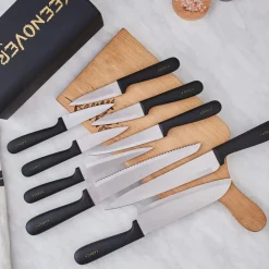 Keenover 9 Piece Knife Block Set, Black Knife Sets