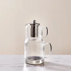 Sale Kelly Borosilicate Glass Induction Teapot Set, Medium, Transparent Silver Turkish Coffee Pots|Turkish Teapots