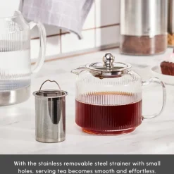 Sale Kelly Borosilicate Glass Induction Teapot Set, Medium, Transparent Silver Turkish Coffee Pots|Turkish Teapots