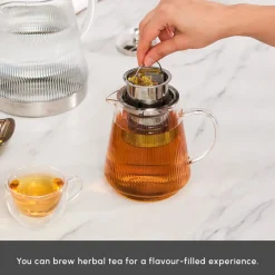 Discount Keops XL Borosilicate Glass Teapot Set, Transparent Silver Turkish Teapots