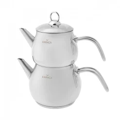 Best Layla Stainless Steel Induction Teapot Set, Midi, Silver Turkish Coffee Pots|Turkish Teapots