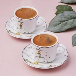 Sale Le Petit 4-Piece Porcelain Espresso Turkish Coffee Cup for 2 People, 80ml, Multi Espresso & Turkish Coffee Cup Sets