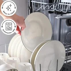 Discount Lea 30-Piece Bone China Dinner Set for 6 People, White Black See All Dinner Sets|Bone China Dinner Sets