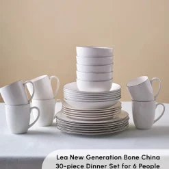 Discount Lea 30-Piece Bone China Dinner Set for 6 People, White Black See All Dinner Sets|Bone China Dinner Sets