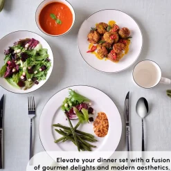 Discount Lea 30-Piece Bone China Dinner Set for 6 People, White Black See All Dinner Sets|Bone China Dinner Sets