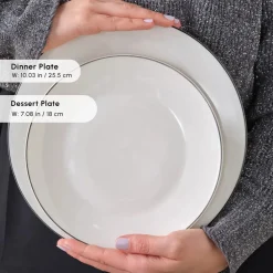 Discount Lea 30-Piece Bone China Dinner Set for 6 People, White Black See All Dinner Sets|Bone China Dinner Sets