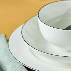 Discount Lea 18-Piece Bone China Dinner Set for 6 People, White Black See All Dinner Sets|Bone China Dinner Sets