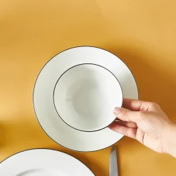 Discount Lea 18-Piece Bone China Dinner Set for 6 People, White Black See All Dinner Sets|Bone China Dinner Sets