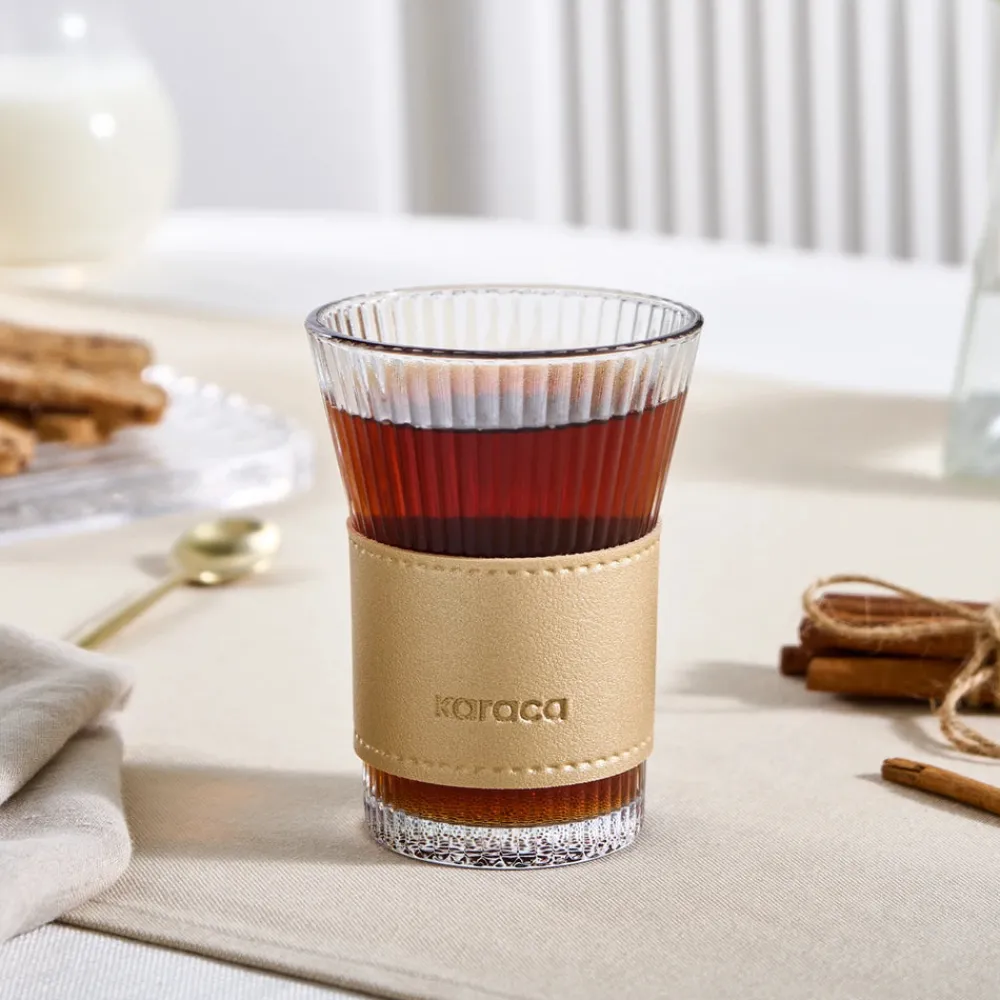 Outlet Leather Cool Touch Latte Coffee Glass, 210 Ml, Coffee Glasses