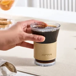 Outlet Leather Cool Touch Latte Coffee Glass, 210 Ml, Coffee Glasses