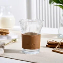 Discount Leather Cool Touch Latte Coffee Glass, 210 Ml, Brown Coffee Glasses