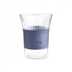 Best Leather Cool Touch Latte Coffee Glass, 210 Ml, Navy Blue Coffee Glasses