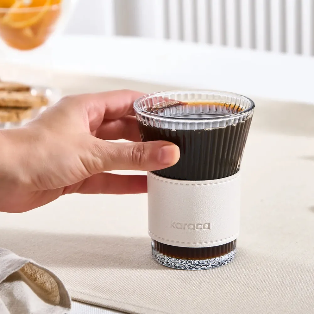 Outlet Leather Cool Touch Latte Coffee Glass, 210 Ml, Coffee Glasses