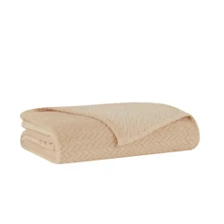 Online Leaves Wellsoft Blanket, 130x150cm, Ecru Throws & Blankets