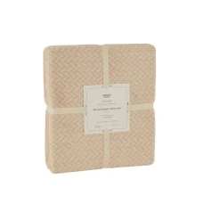 Outlet Leaves Wellsoft Blanket, Single, 150x200cm, Ecru Throws & Blankets