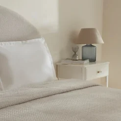 Online Leaves Wellsoft Blanket, Double, 200x220cm, Light Grey Throws & Blankets