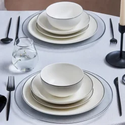 Online Leon 24-Piece Porcelain Dinner Set for 6 People, White Platinum See All Dinner Sets|Porcelain Dinner Sets