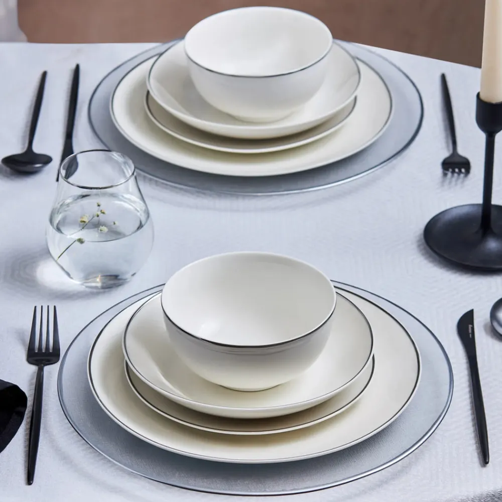 Online Leon 24-Piece Porcelain Dinner Set for 6 People, White Platinum See All Dinner Sets|Porcelain Dinner Sets