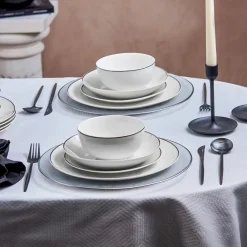 Online Leon 24-Piece Porcelain Dinner Set for 6 People, White Platinum See All Dinner Sets|Porcelain Dinner Sets