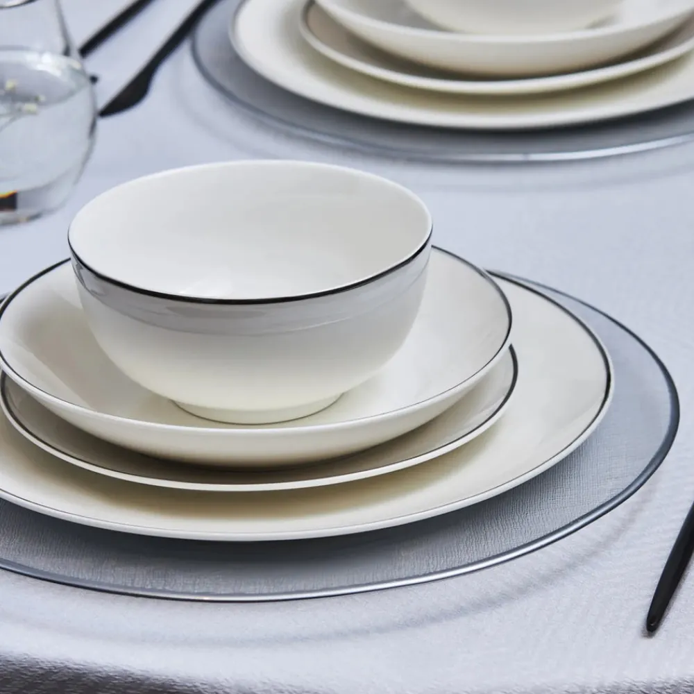 Online Leon 24-Piece Porcelain Dinner Set for 6 People, White Platinum See All Dinner Sets|Porcelain Dinner Sets