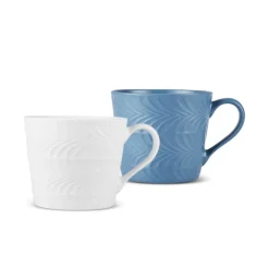 Hot Lily 2-Piece Mug Set, 320 ml,Blue, White Mugs